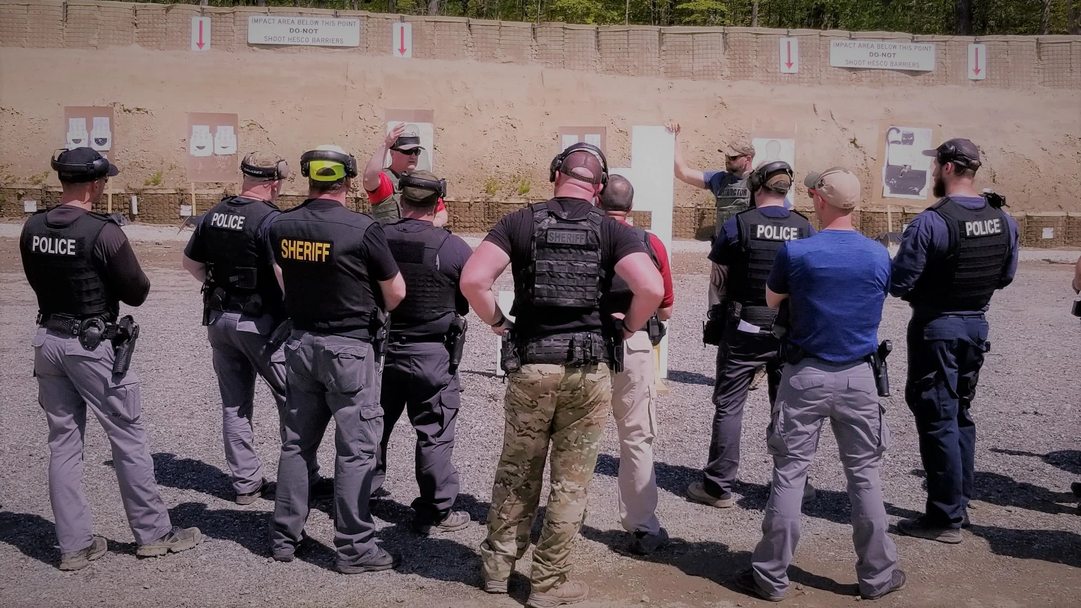 Group of law enforcement officers during range training.