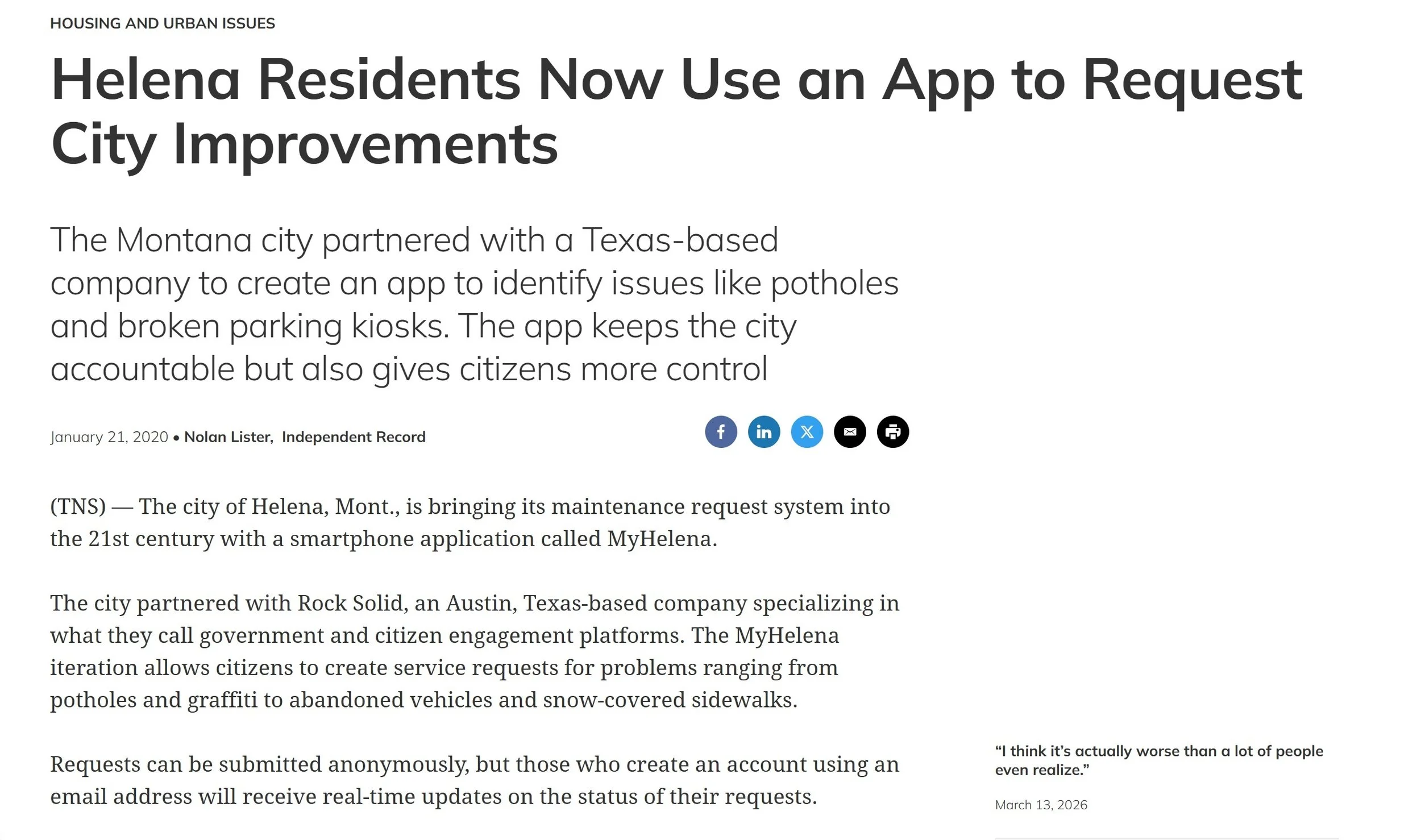 Helena citizen app