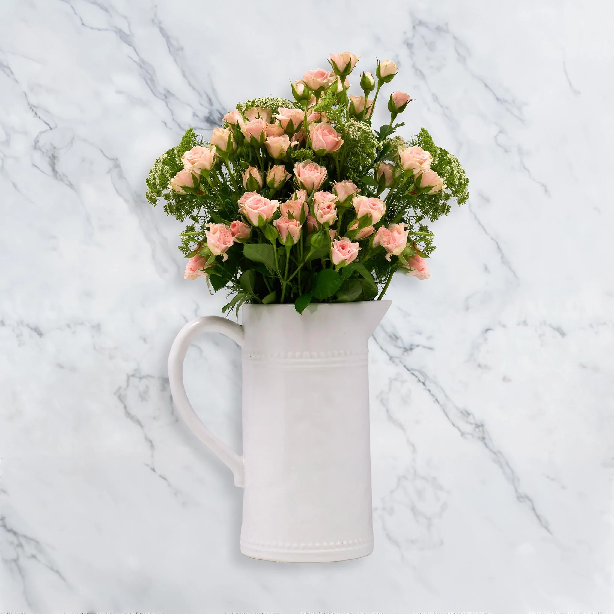 Add Fresh Bouquets of Roses or Lillies - Vase not included.