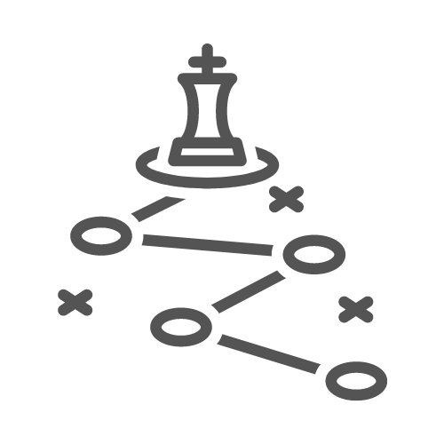 Chess piece with strategy path illustration