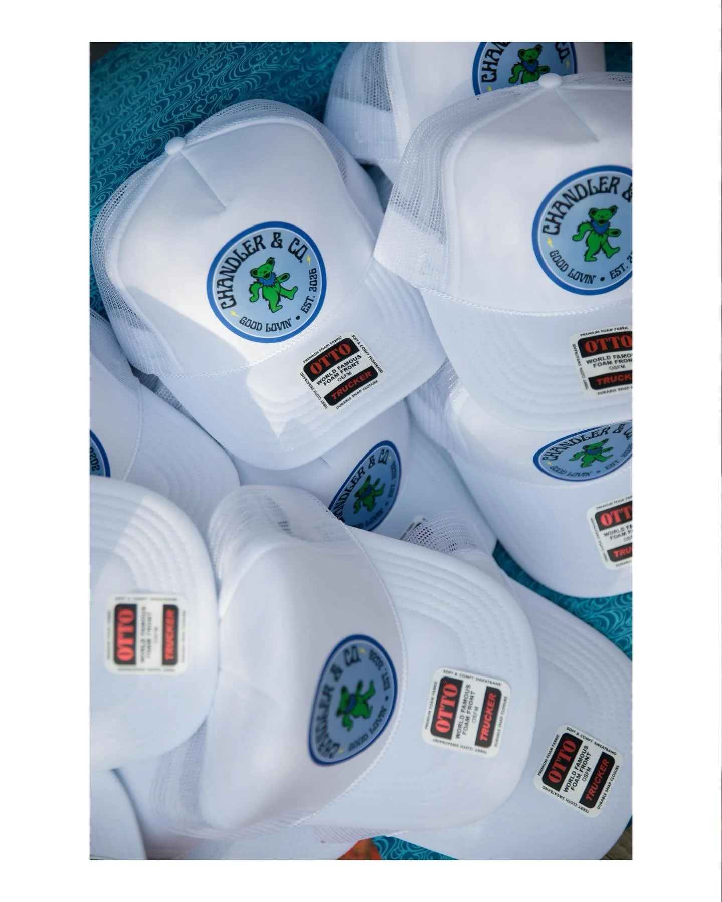 from logo design to production! 125 hats for a jam band loving couple!