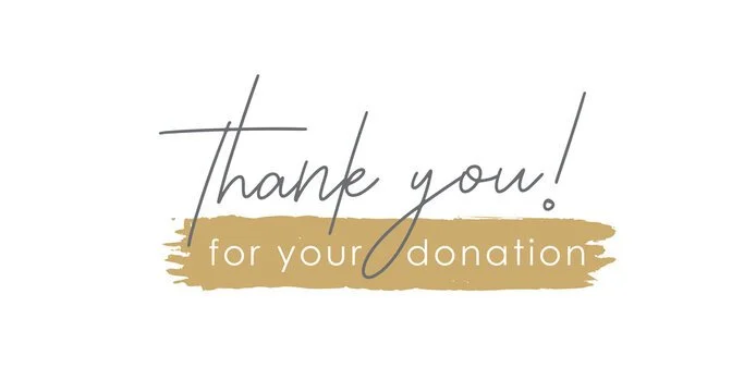 Thank you for your donation message with handwritten-style text and a gold paint stroke background.