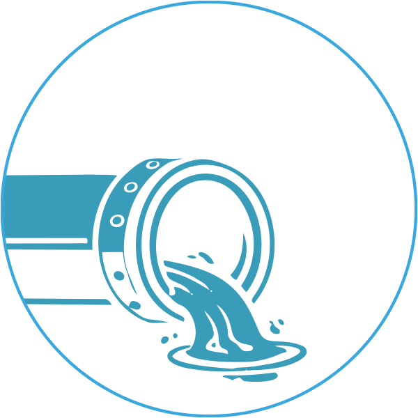 A pipe releasing water from a sewer or drainage system.