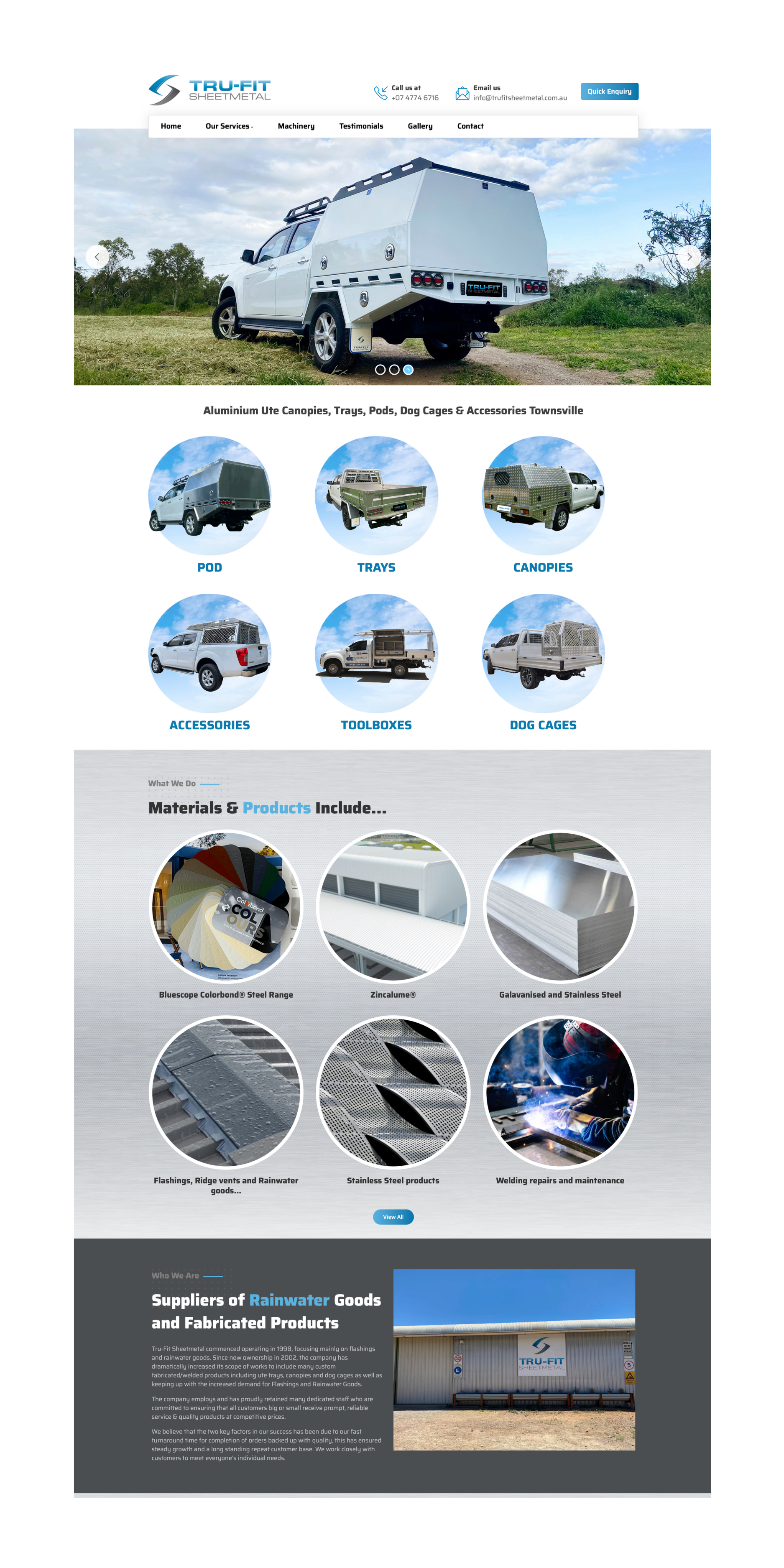 Tru-Fit Sheetmetal website before the NQ Social Collective redesign