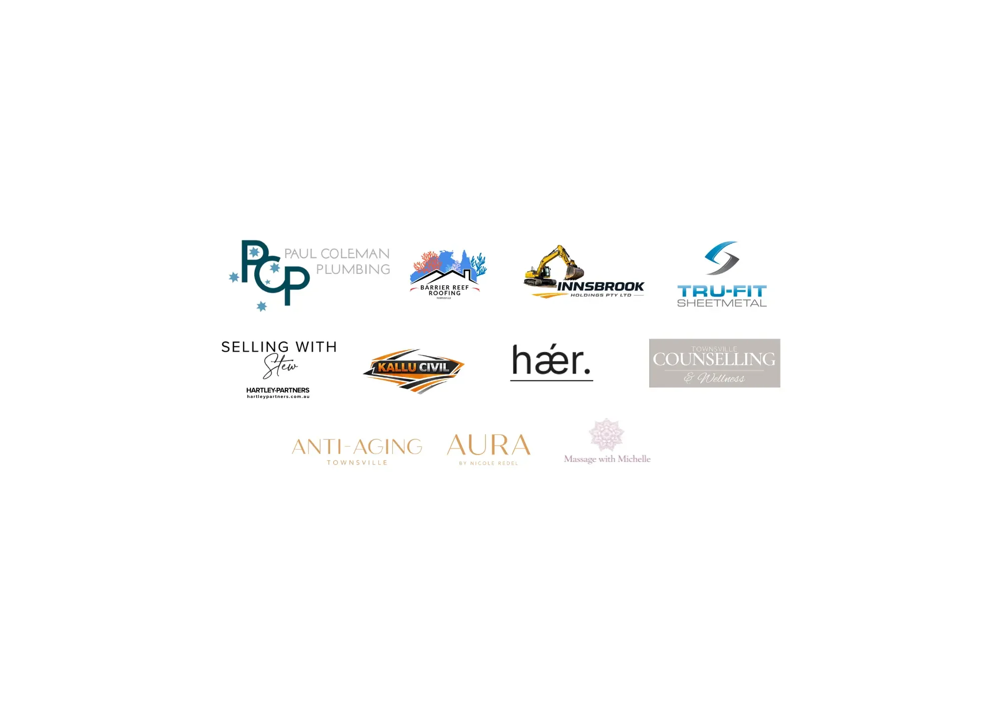 Client logos from Townsville and North Queensland businesses supported by NQ Social Collective