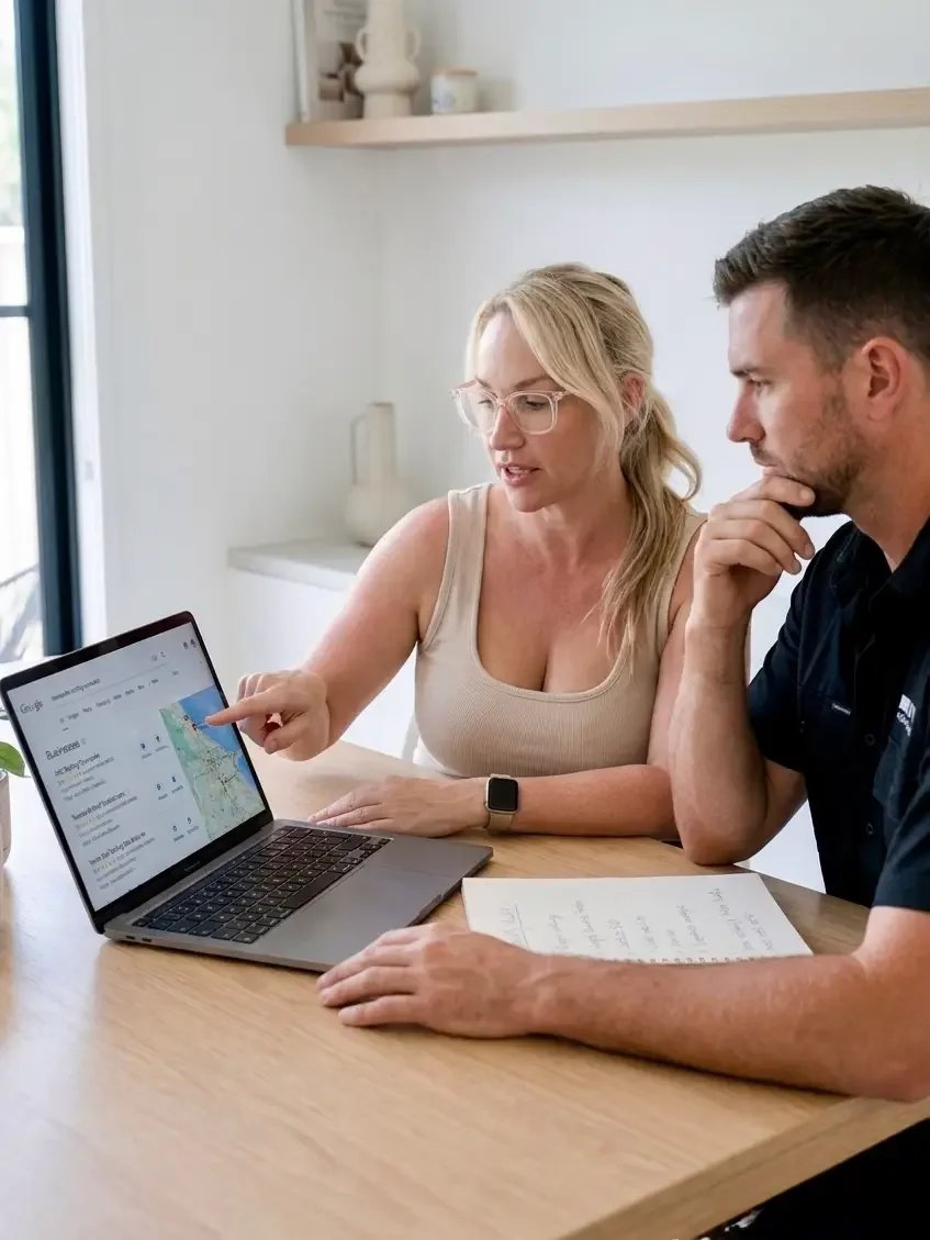 Business owner updating their Google Business Profile to improve visibility and attract more enquiries in Townsville.