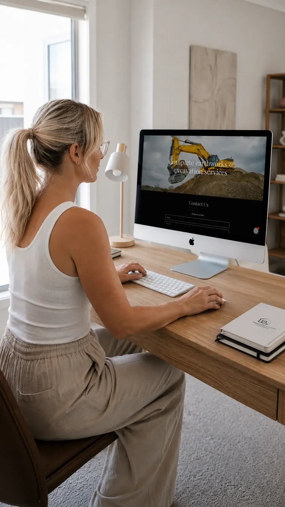 Image alt text: Business owner reviewing a website on a computer, illustrating how an unclear or outdated website can cost Townsville businesses enquiries.