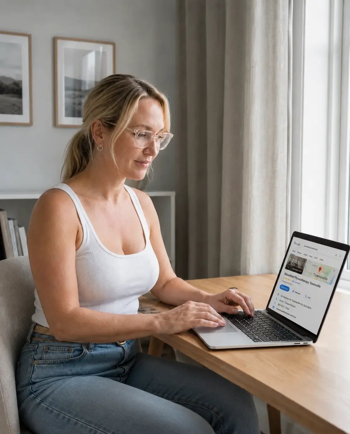 Business owner reviewing a Google Business Profile listing to improve online visibility in Townsville