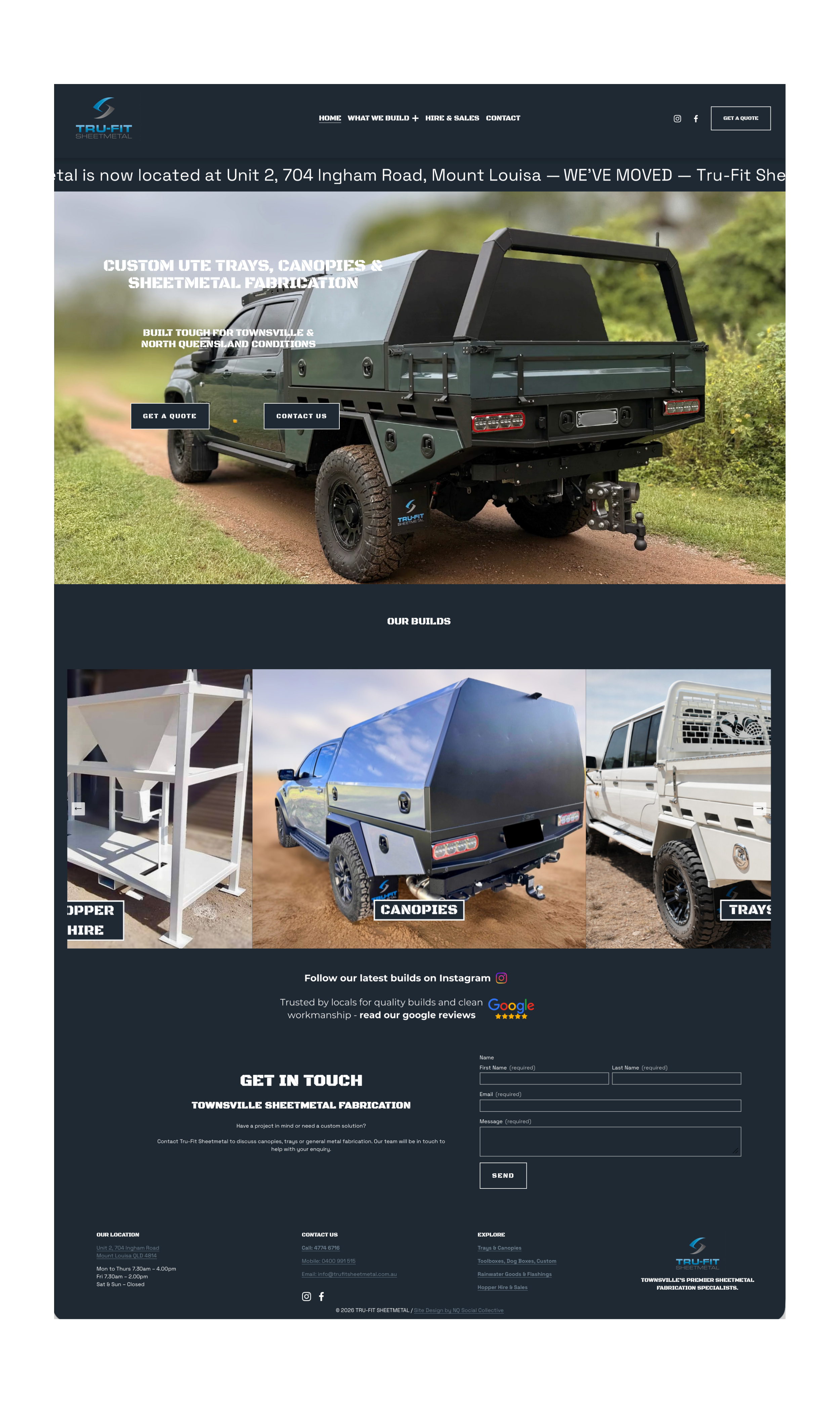 Tru-Fit Sheetmetal website after redesign by NQ Social Collective