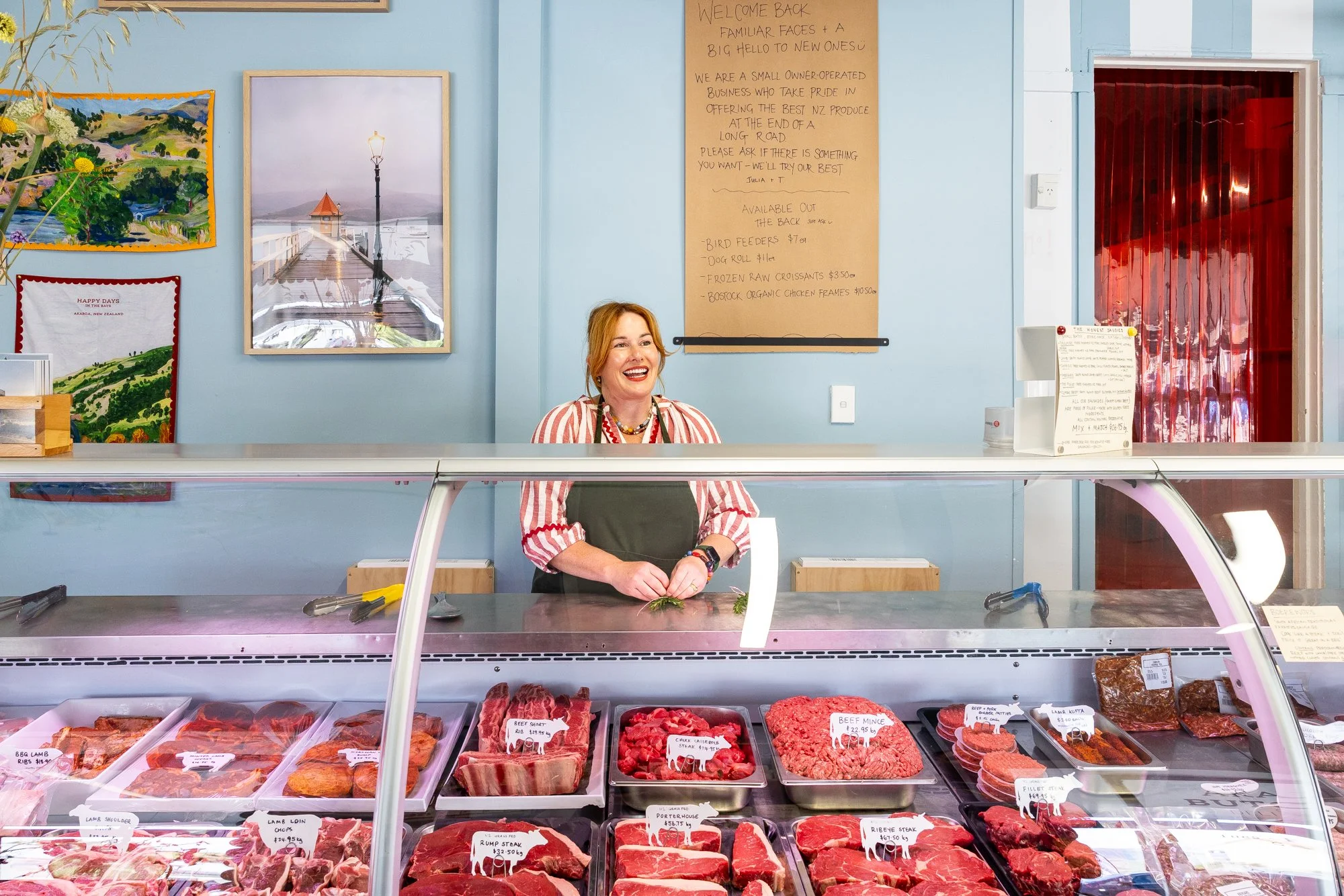 Julia Atkinson-Dunn the owner of Akaroa Butchery and Deli. Photography by Daniela Aebli