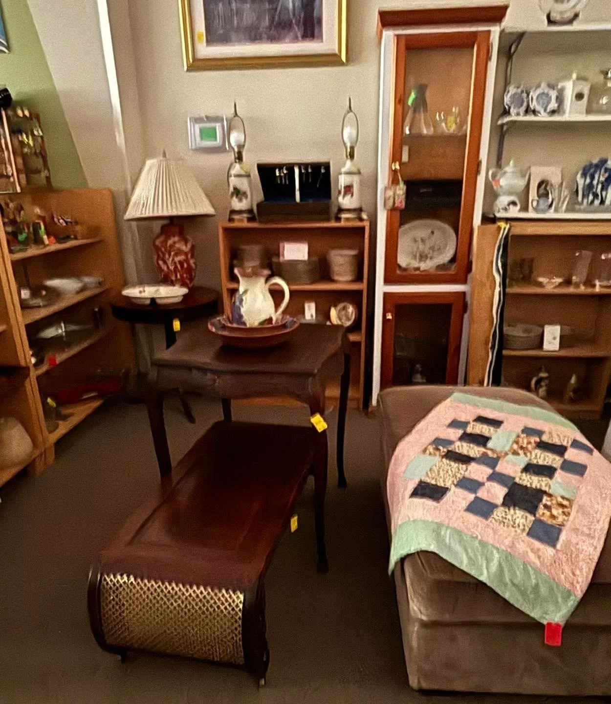 Visit our boutique section at the Favarh Thrift Shop for a nice variety of vintage and collectibles, as well as small furniture. We have a nice bench/ottoman that opens for storage for the foot of your bed or living room. 
250 Albany Tpke., Canton
#f