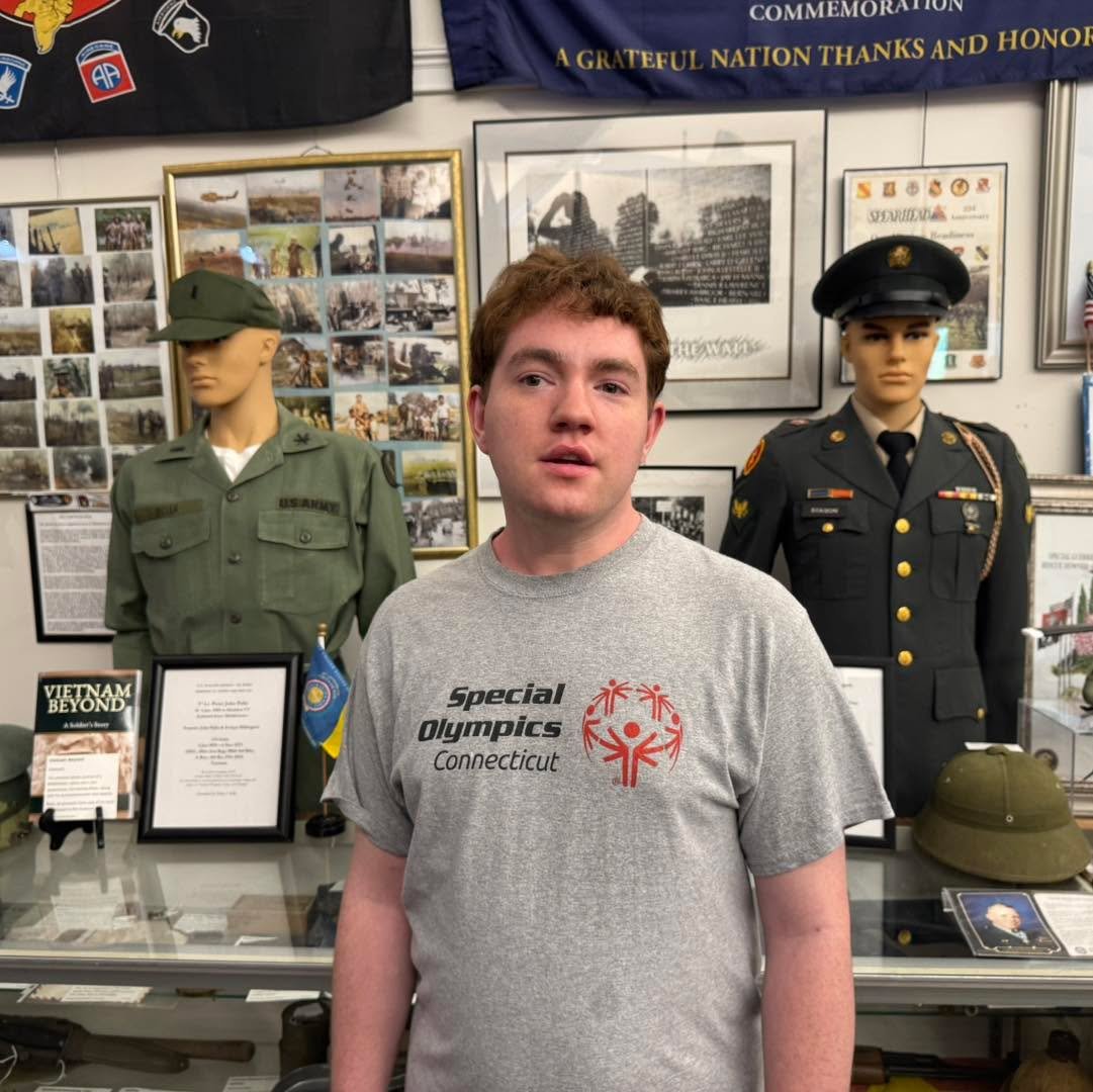 Favarh Day Program CD1 participants took a trip to Middletown Memorial Museum where they saw uniforms, artifacts, and medals from the American revolution to present day conflicts donated by local veterans and their families. They also saw a restored 