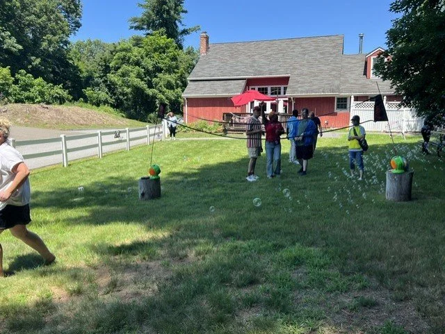 Here are some lovely memories from last Friday when Favarh group home residents gathered on our Alleluia property in Avon for a day fun day together with outdoor time, games, arts &amp; crafts, and pizza for lunch. Thanks to residential housing staff