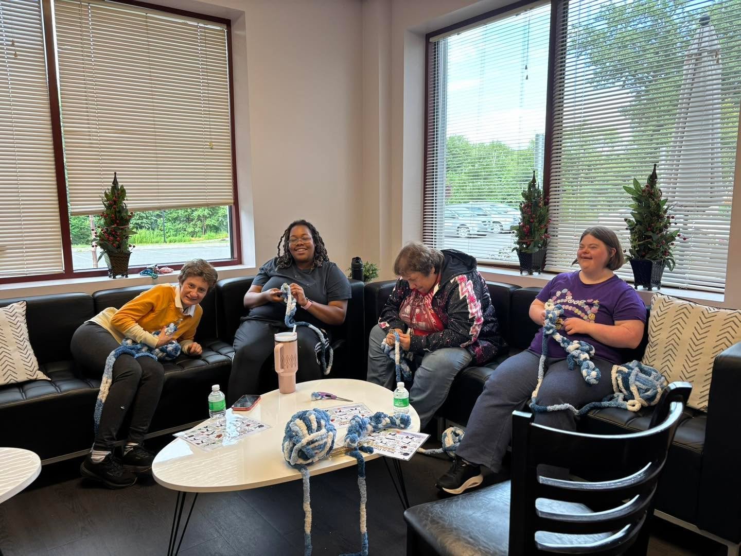 This is something special! Crocheting with Blue: a semi-private class offered Favarh&rsquo;s rec participants the chance to learn a new skill and have a fluffy keepsake to take home. Lots of laughs, support, and cheering on each other&rsquo;s accompl