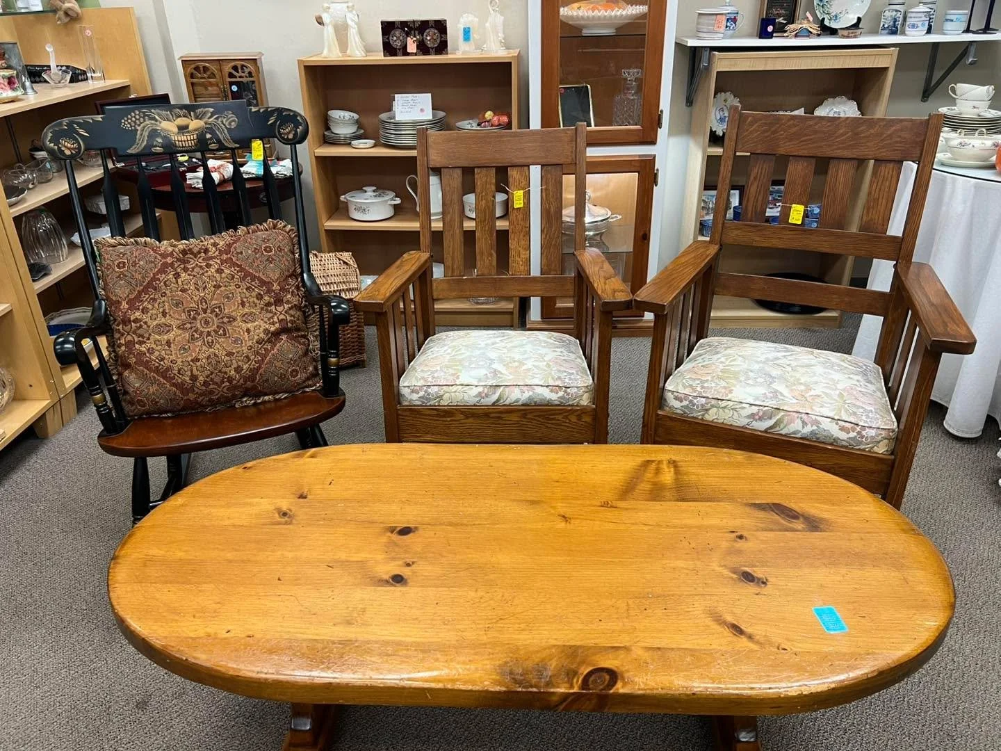 The Favarh Thrift Shop has a nice assortment of furniture for sale. The most recent, a nice vintage pine coffee table and 2 Mission Oak chairs, not to mention the Hitchcock rocker, recently reduced!
250 Albany Ave, Canton
#favarhthriftshop