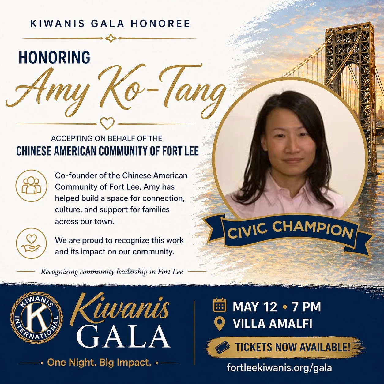 We&rsquo;re proud to honor Amy Ko-Tang (@amycko),
accepting on behalf of the Chinese American Community of Fort Lee (@cacfortlee).

Amy played a key role in helping us strategize the formation of Cub Scouts here in Fort Lee.

That kind of leadership 