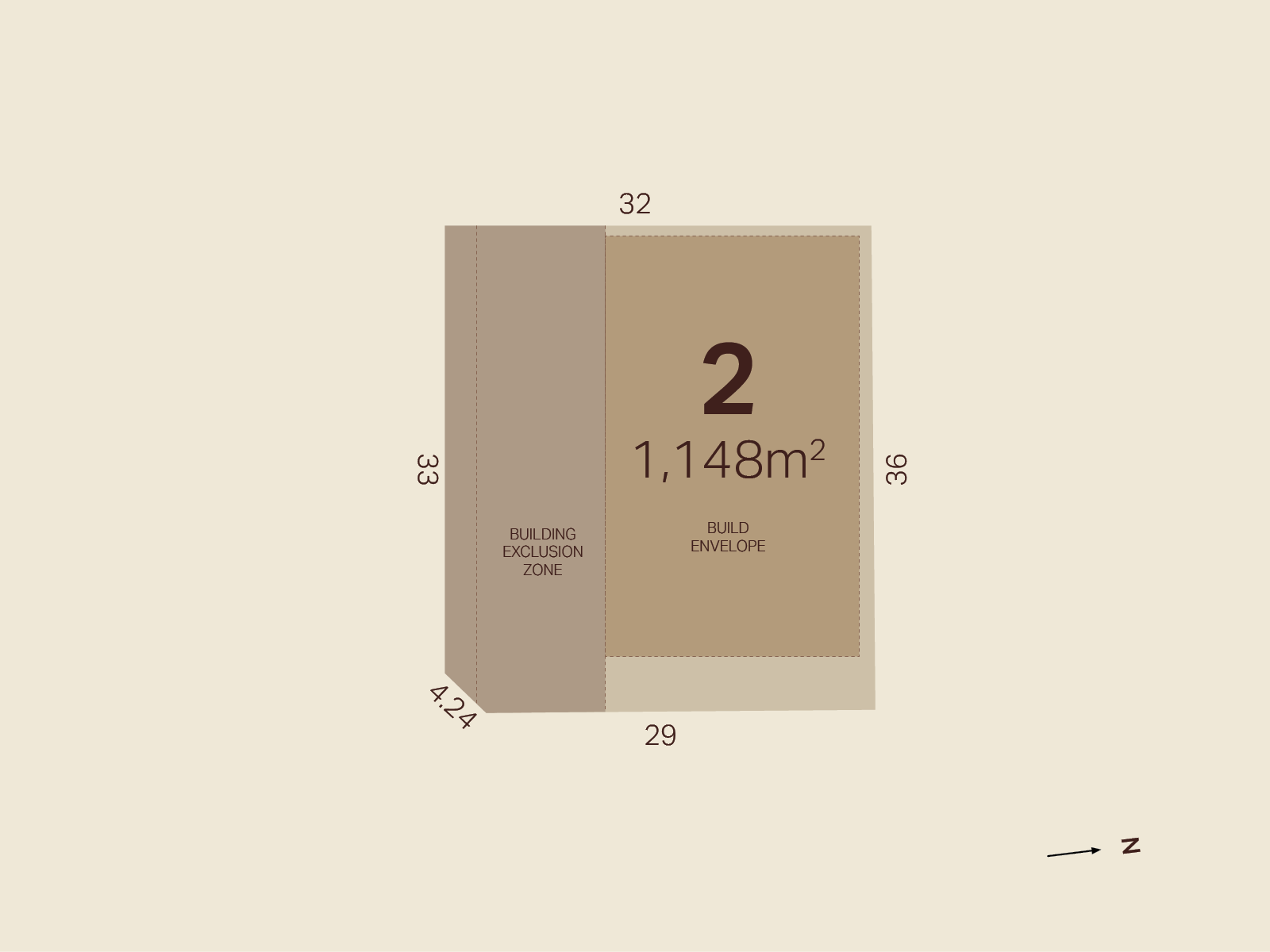 1,148 square meters, adjacent to a 'Building Exclusion Zone' measuring 4.24 feet by 33 feet.
