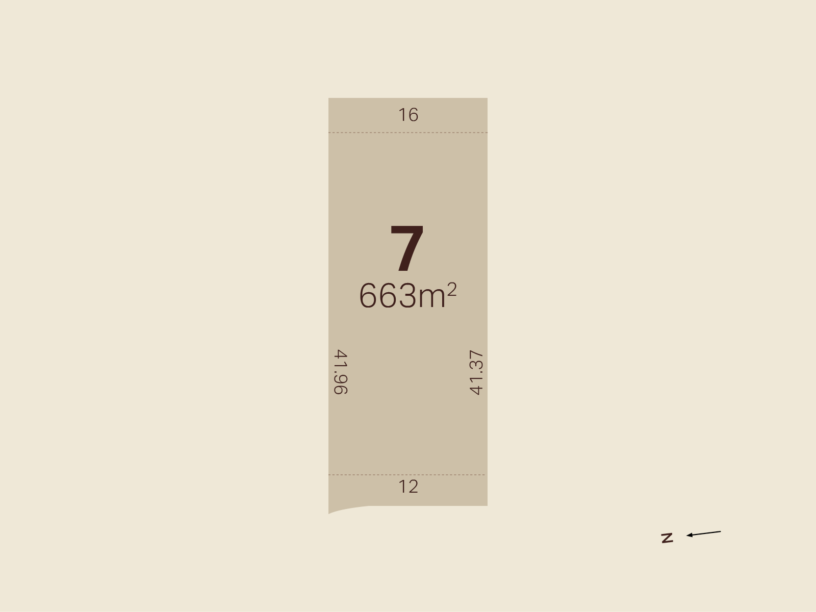 Lot '7' square meter rectangular plot of land measuring 12 meters in width and approximately 41.97 meters in length.