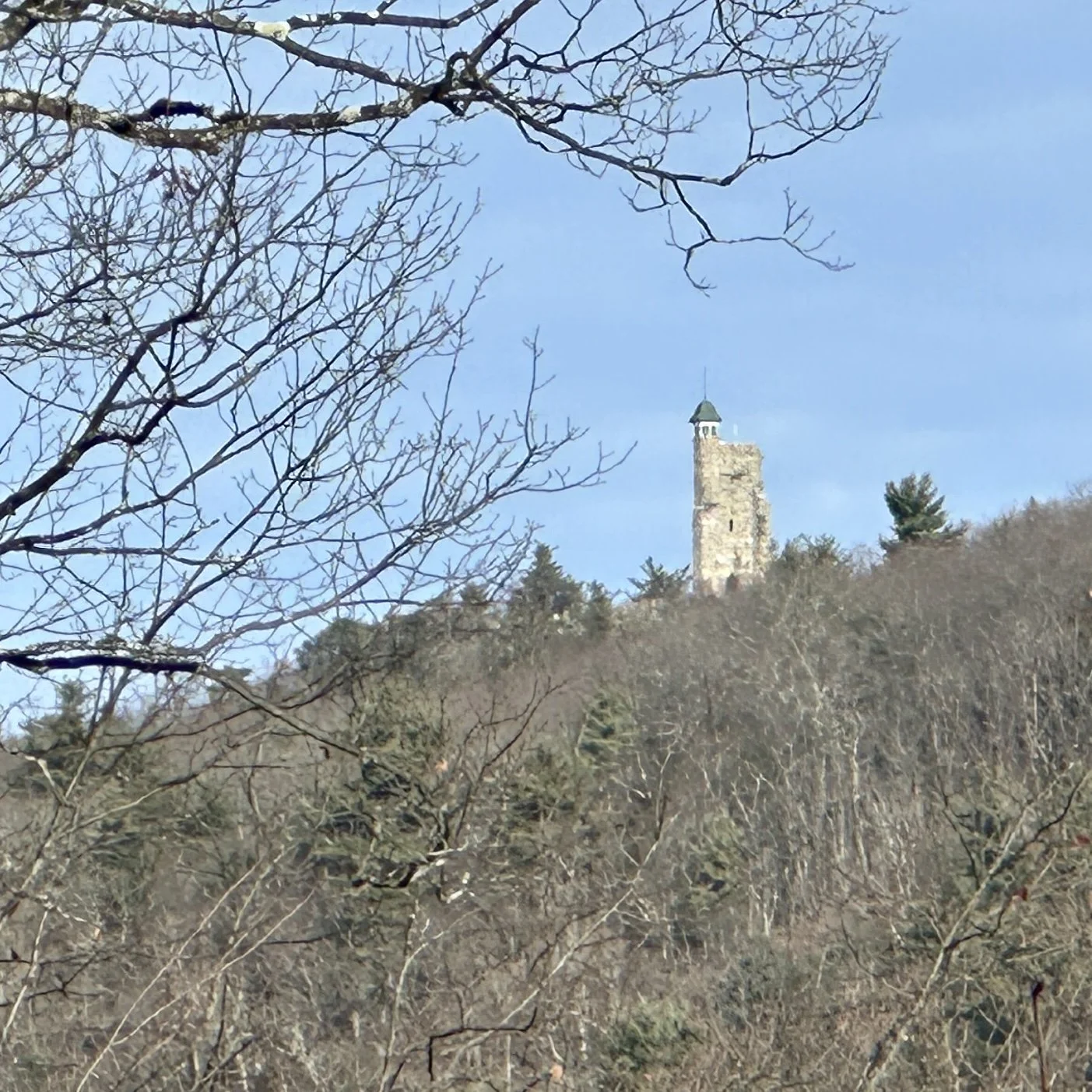 Looking up at Skytop Tower from Undercliff Road