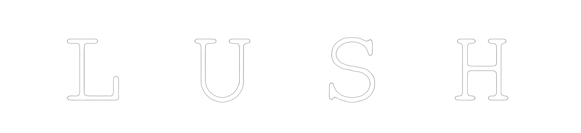 White text spelling 'LUSH' set against a black background.