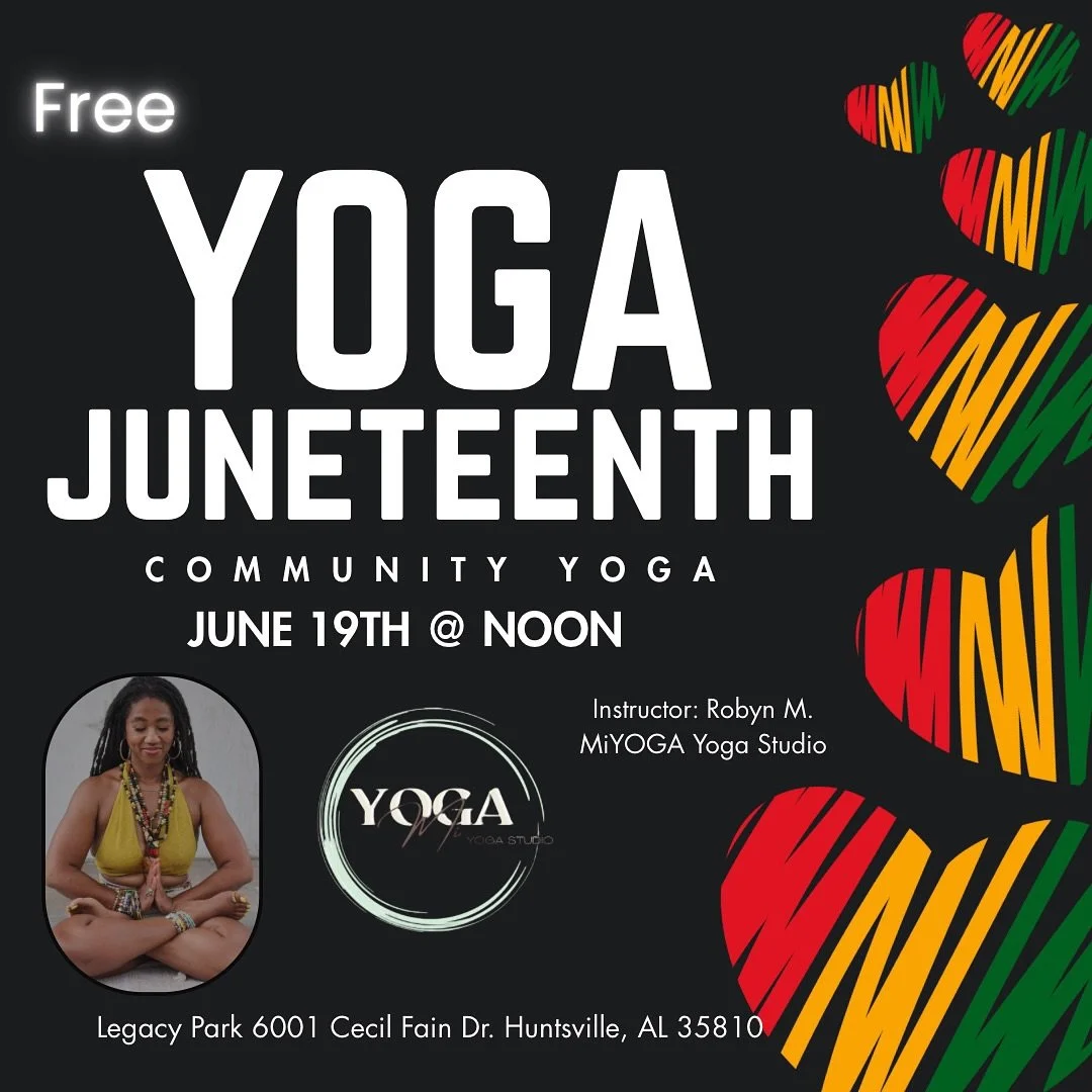 🎉🧘🏽&zwj;♀️ Juneteenth Community &lsquo;Pop-Up&rsquo; Yoga💫
Honoring Freedom Through Movement &amp; Mindfulness

**FREE Event** 
(Bring your own mat/rug)

🌟 Join Robyn M., of MiYOGA Yoga Studio for a powerful and healing outdoor yoga session in c