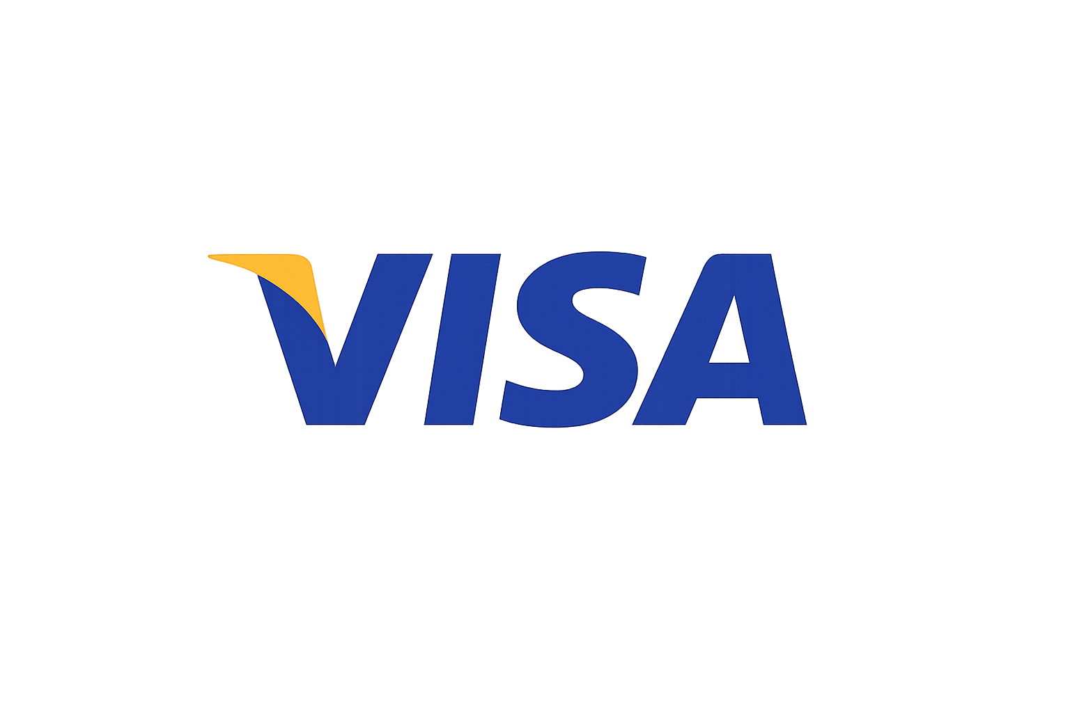 VISA logo with a blue background and a yellow wing design.