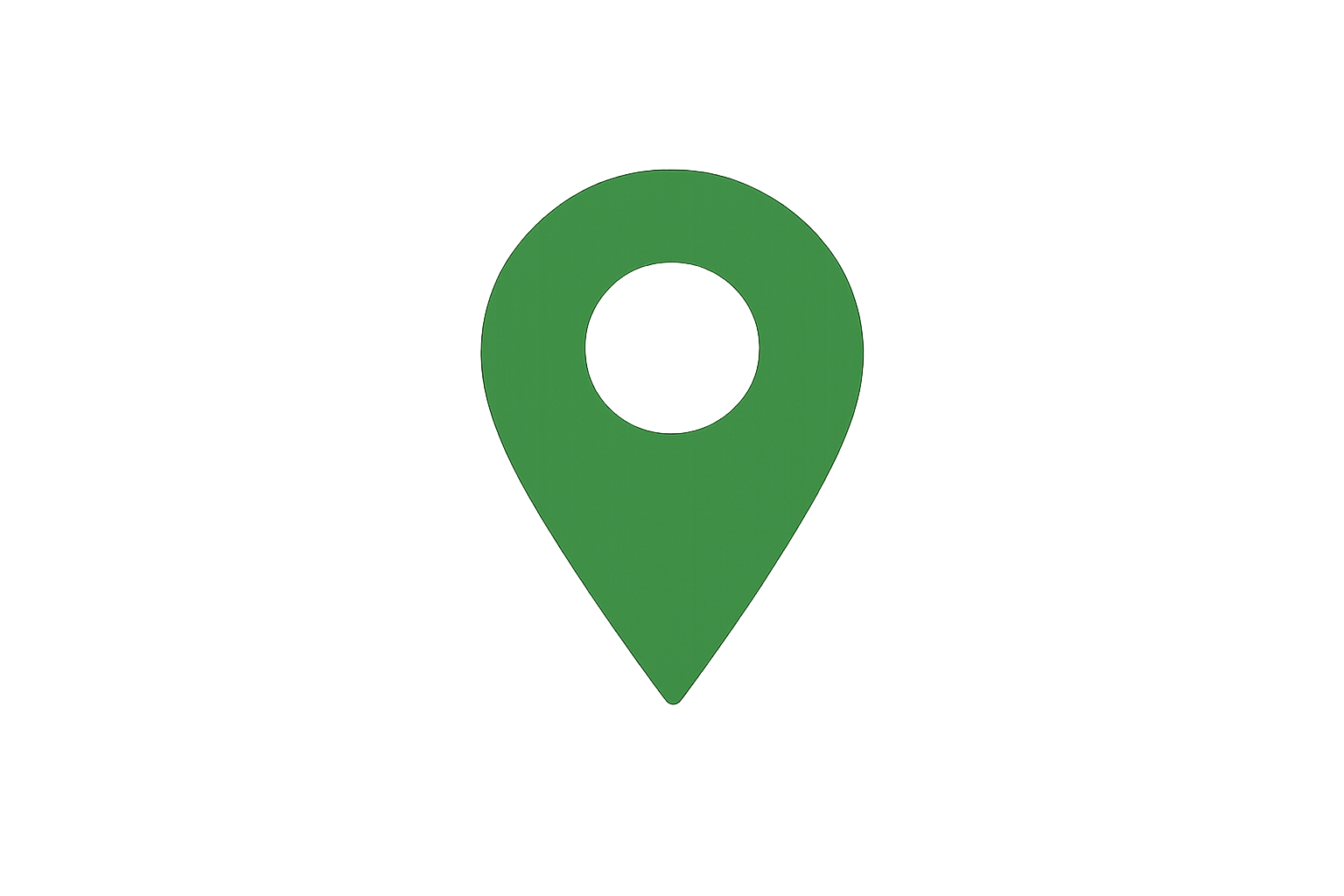 Green location pin icon on a blurred gray background.
