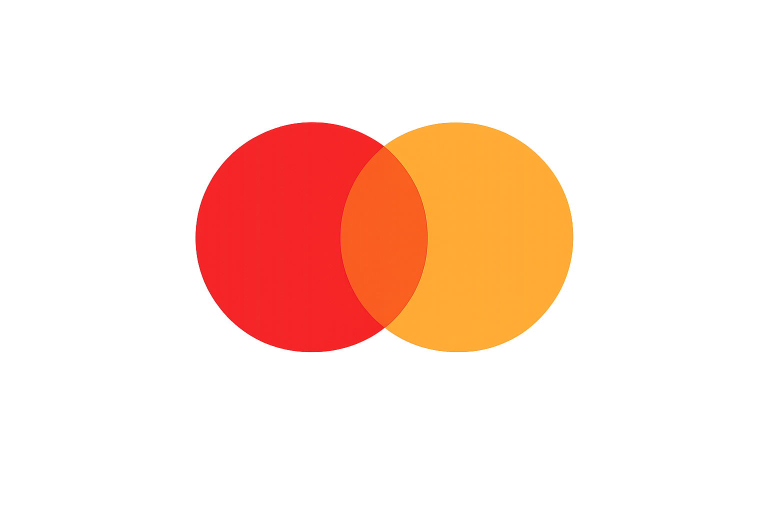 The image shows the overlapping logos of Mastercard and Mastercard, with a red circle on the left and a yellow circle on the right.