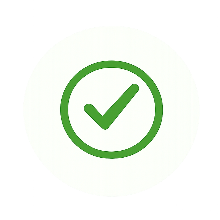 Green checkmark inside a circle on a white background, indicating approval or success.