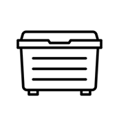Outline of a paper or cardboard storage box with flaps on top