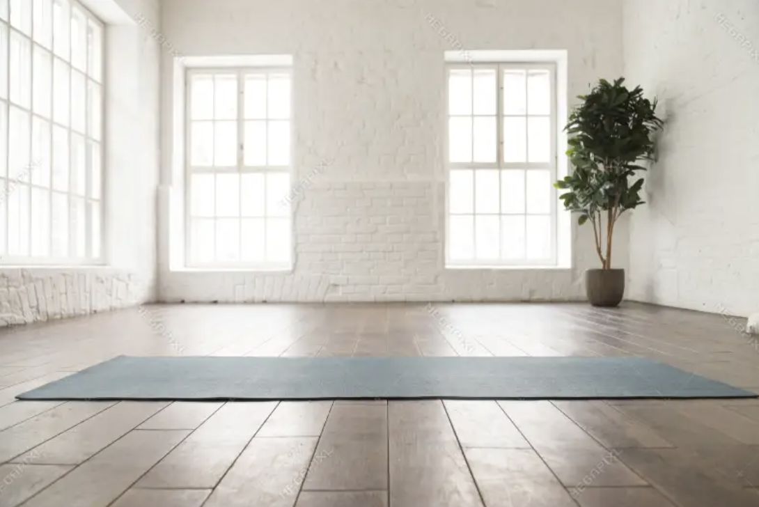 Scottsdale private yoga studio with wood floors and natural light.