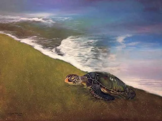 Honu on a Green Sand Beach