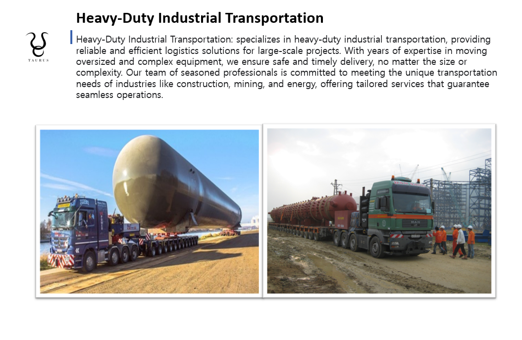 Heavy-duty industrial transportation trucks carrying large industrial equipment and structures on a construction site