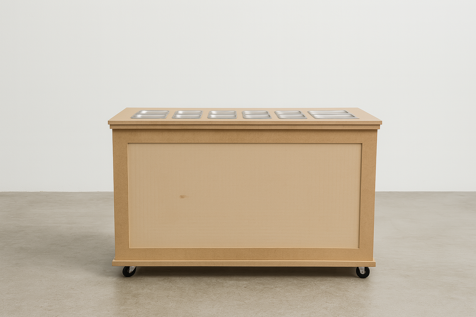 Premium click-together charcuterie cart with cut-outs for cheeses and olives; flat-pack, food-safe timber design for stylish grazing at weddings, parties, and events.