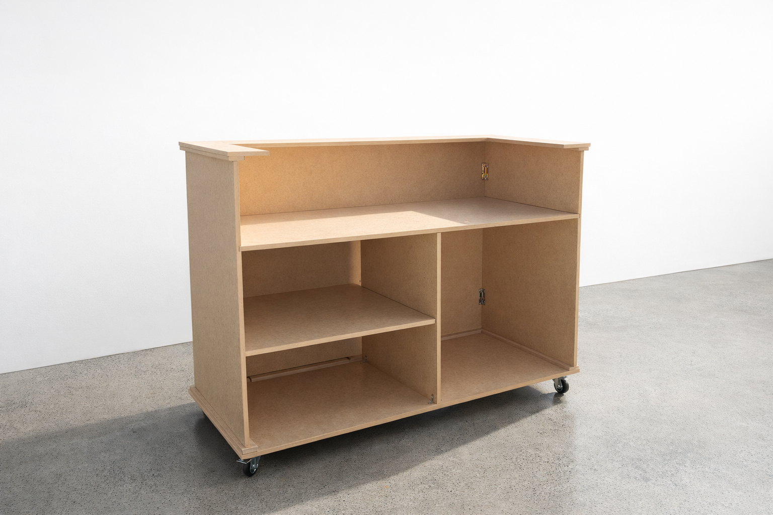 Classic Marg portable bar cart for events, featuring a collapsible flat-pack design and screw-free assembly. Made in Melbourne, this timber mobile drink station is shown styled with cocktails and flowers, perfect for weddings, market stalls, and bran