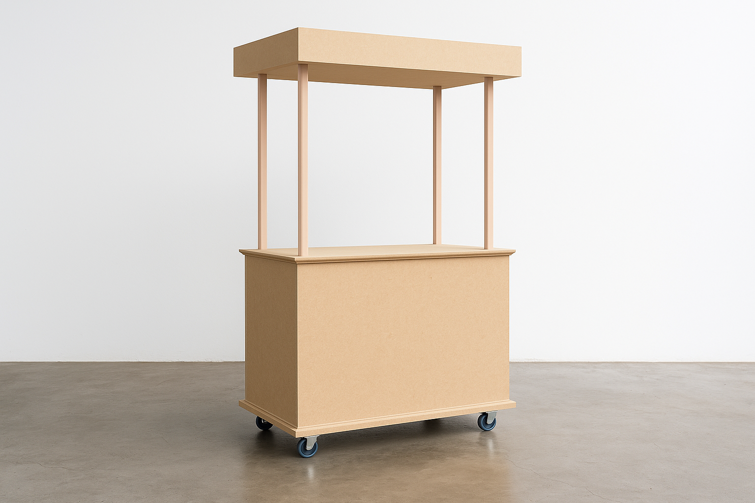 Modular flat-pack event cart furniture designed for weddings, markets, pop-ups, and styled brand activations. Features clean lines, tool-free assembly, and portable construction for seamless setups. Ideal for event hire or purchase.