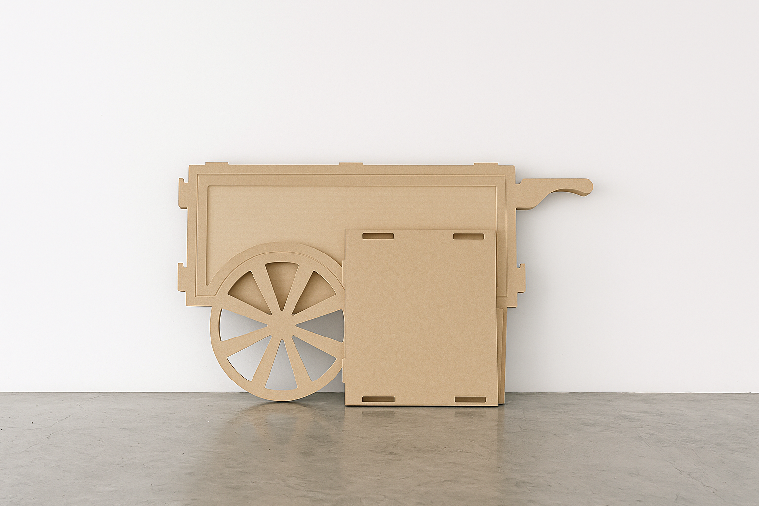 collapsible cart with long brass handle and cream fringe canopy. Ideal for styled pop-ups, wedding bars, and market displays. Click-together design, available to hire in Melbourne.