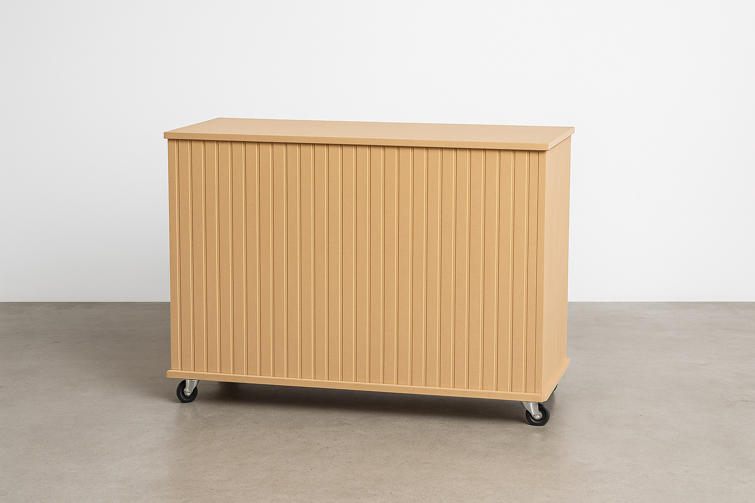 collapsible V-groove event cart with a smooth benchtop, set against a white background