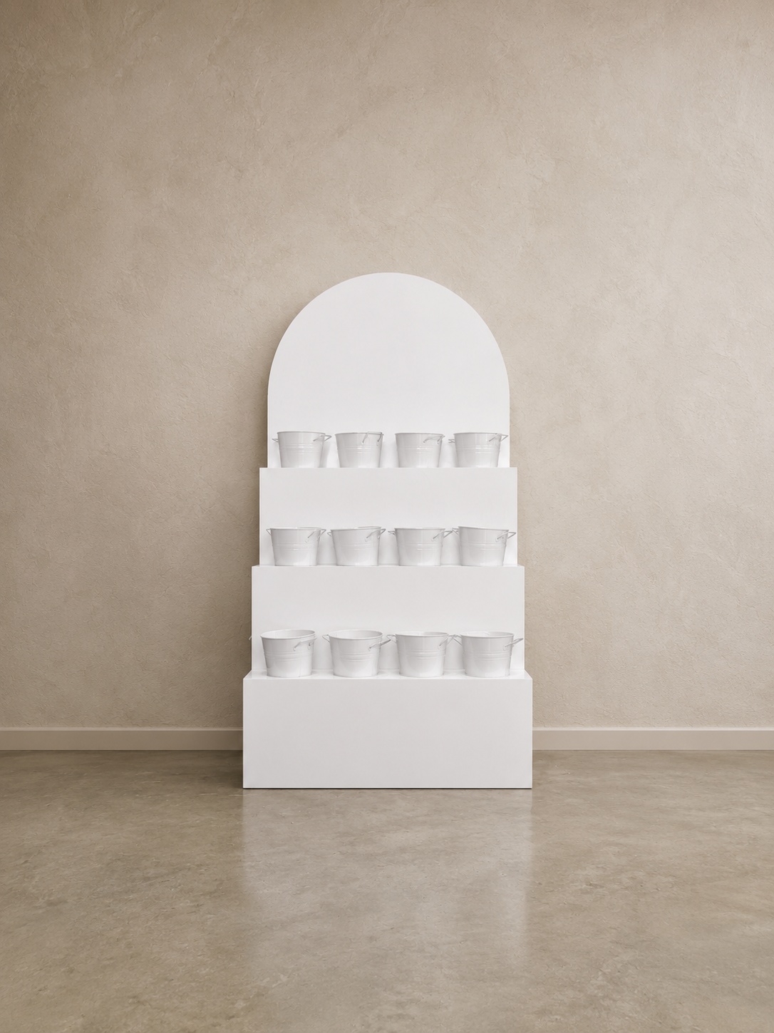 Tiered Flower Display Stand  Event, Retail  Floral Bucket Display white.png