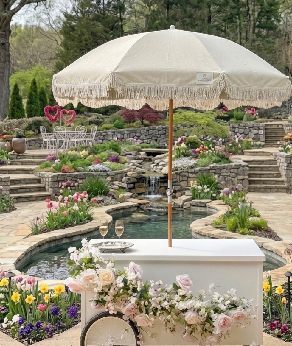 Beige Event Umbrella for Carts - Neutral Market & Wedding Shade Australia