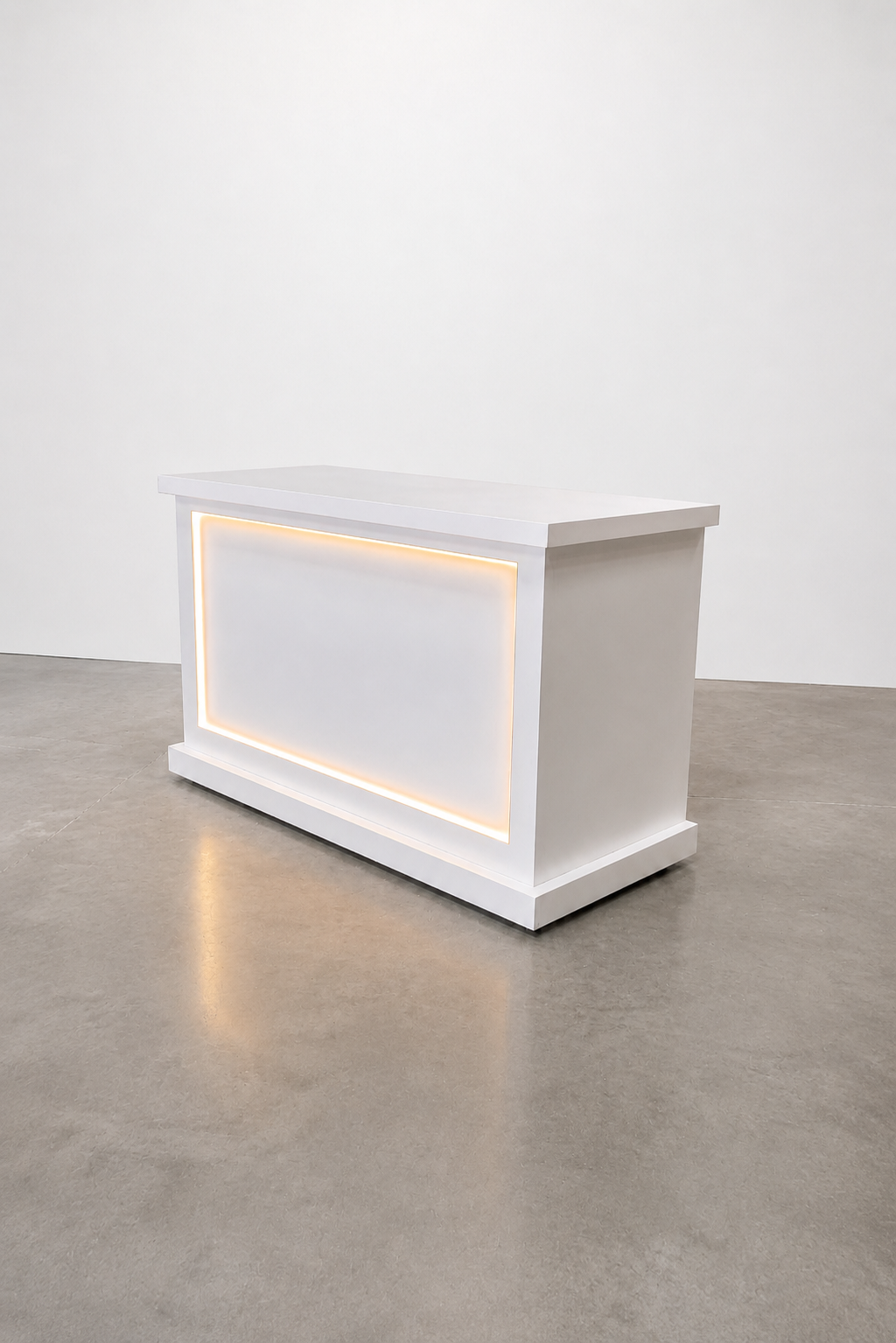 Collapsible event Cart for weddings, events and activations White with LED side perspective.png
