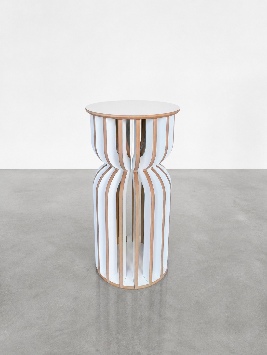 Hourglass plinth for weddings, events and activations 75cm hite satin.png