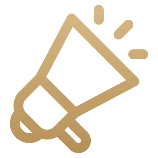 Icon of a megaphone with sound waves.