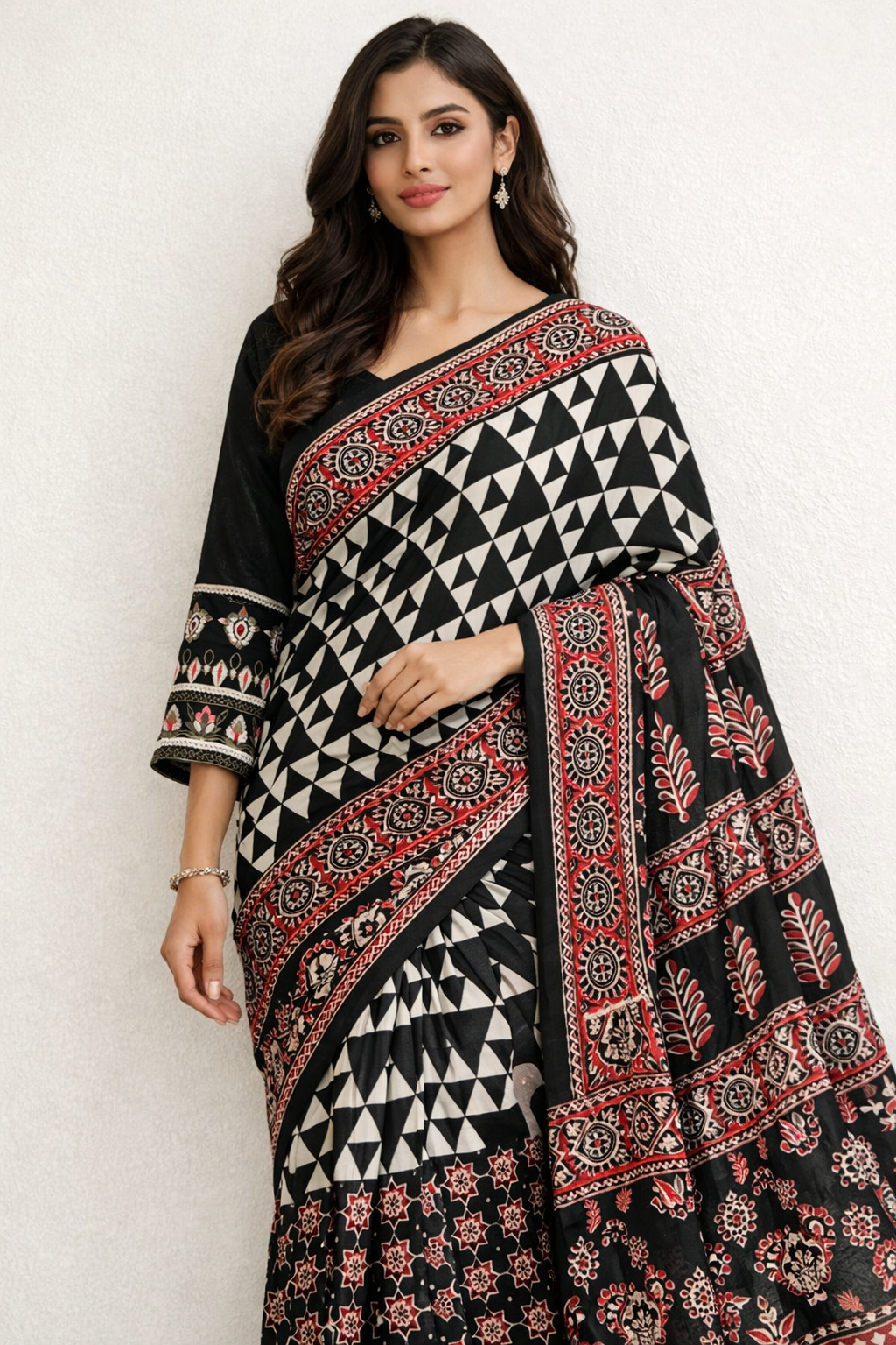 Elegant Handcrafted Ajrakh Saree