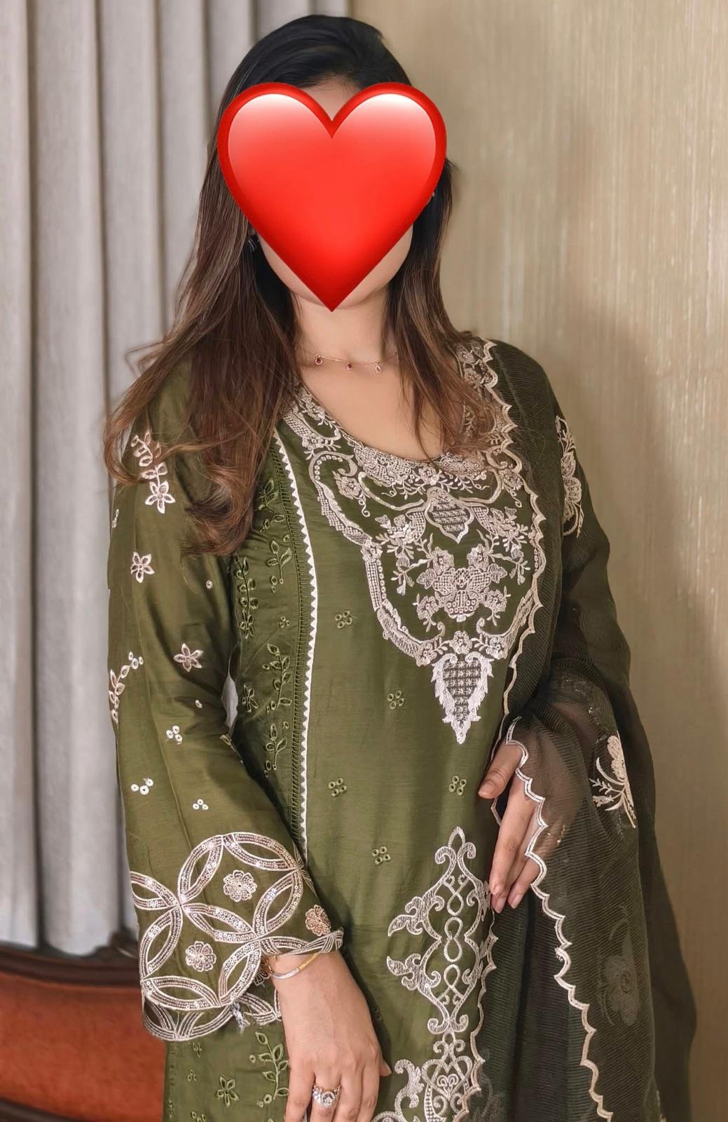 Elegant Pakistani-Inspired Embroidered Dress