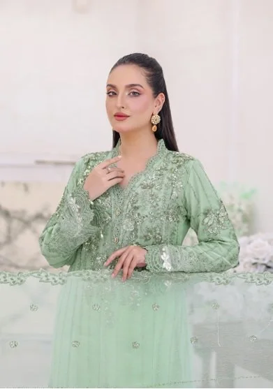 GHUNGROO BIN KHALID Embroidered Ensemble - Mint Green