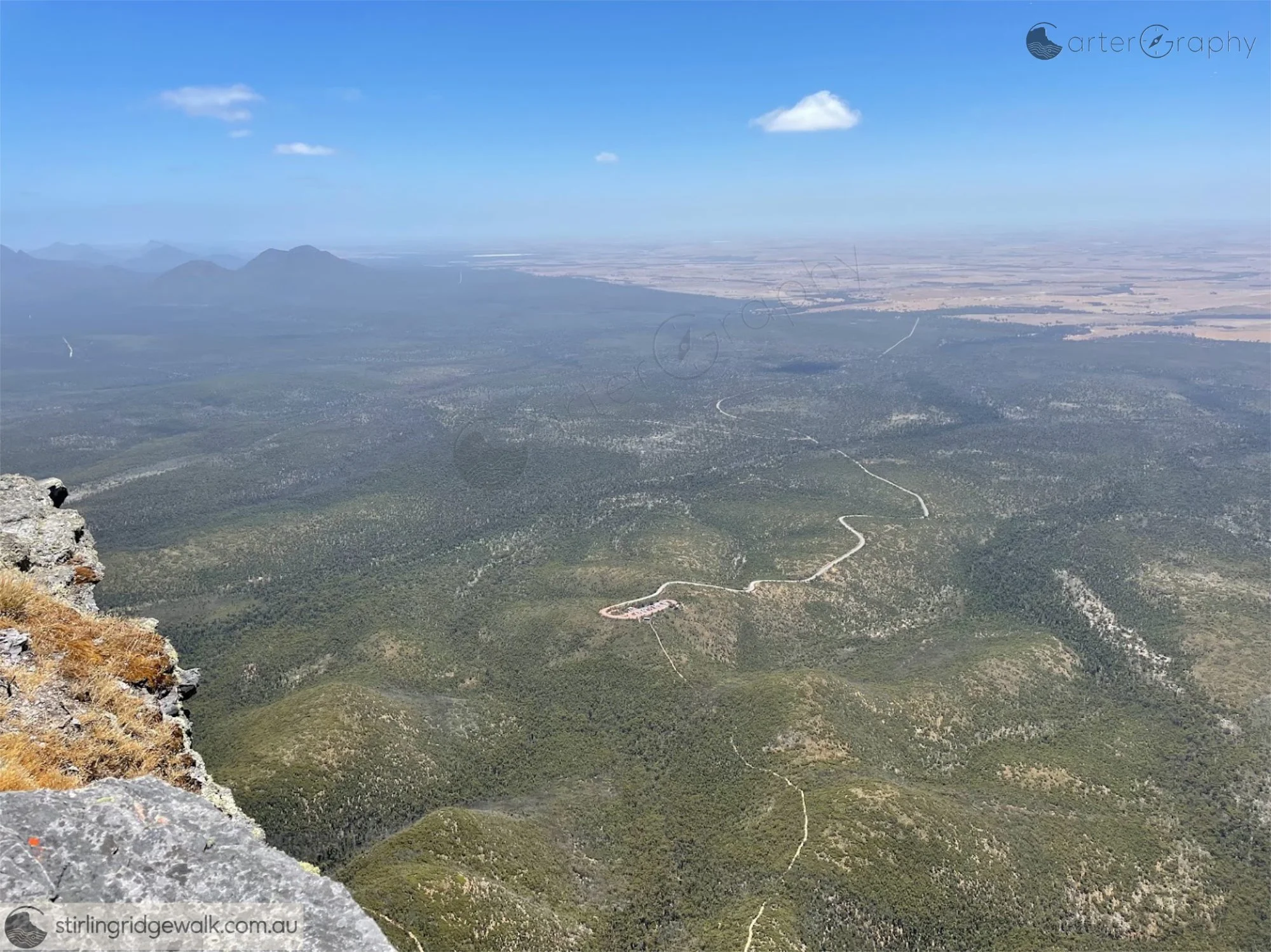 View north west to Bluff Knoll carpark from Bluff Knoll summit