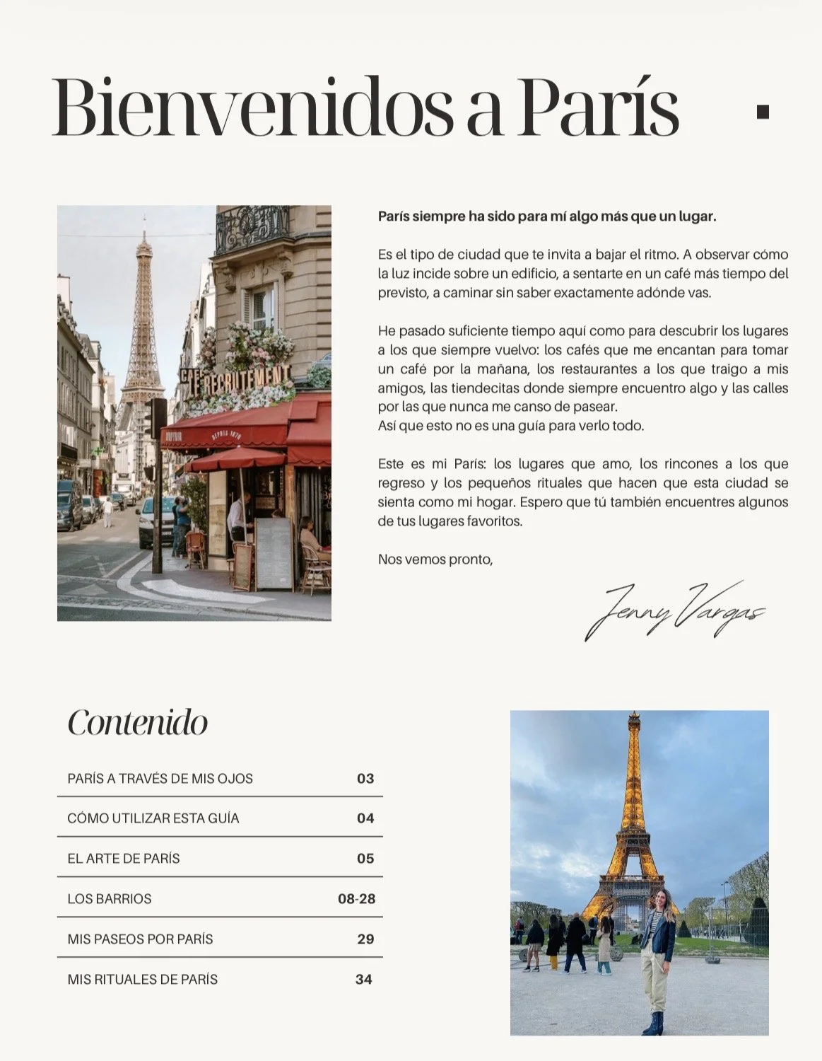 Guía de viaje a París con restaurantes, cafés, bares, tiendas, barrios y rutas a pie