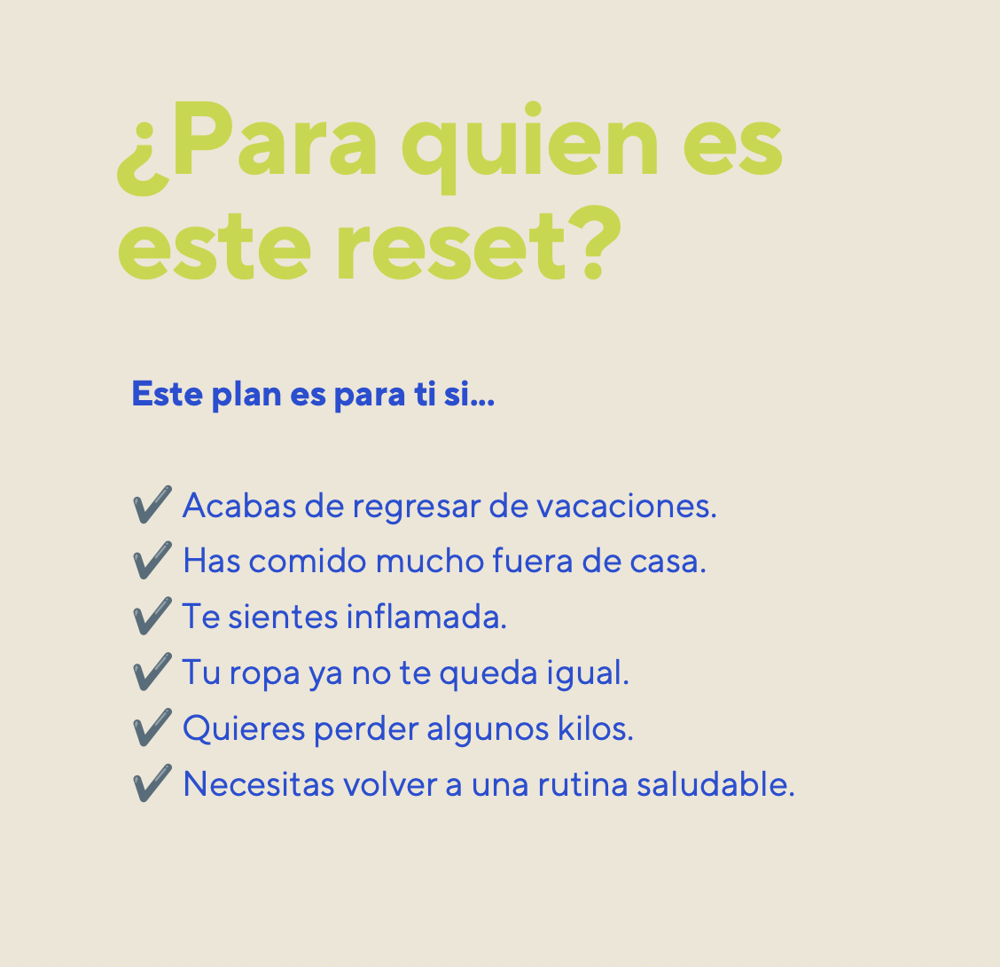 Post-Summer Reset, guía de nutrición de 5 días de Jenny Vargas MD