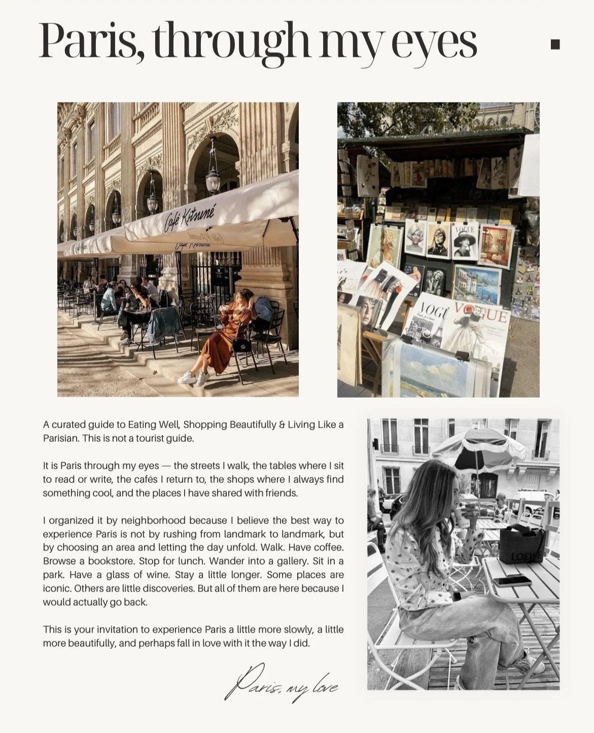 Paris food and travel guide featuring cafés, restaurants, shops and neighbourhoods